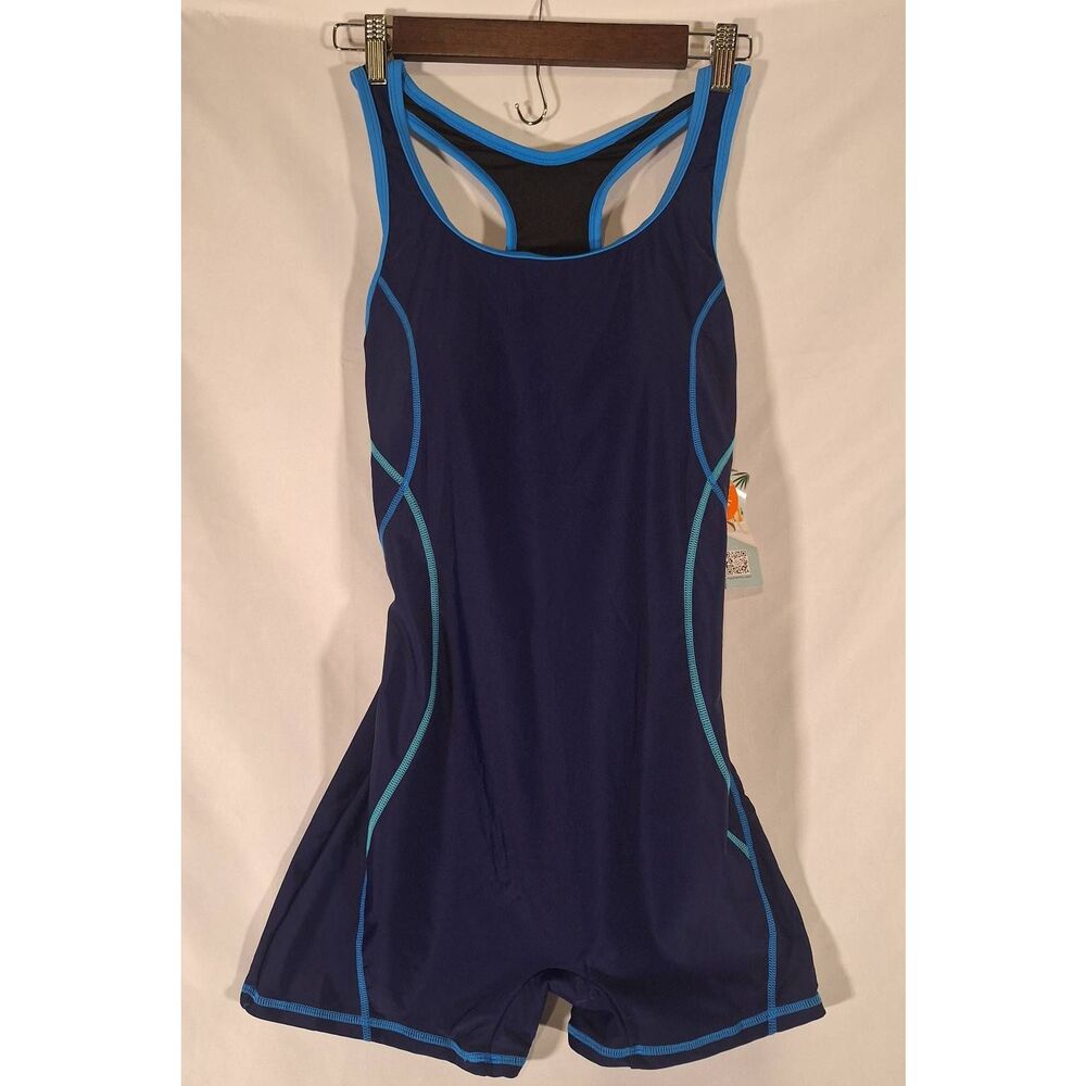 Beautyin Womens Bathing Suit One Piece Navy Unitard Size Medium NEW with tags